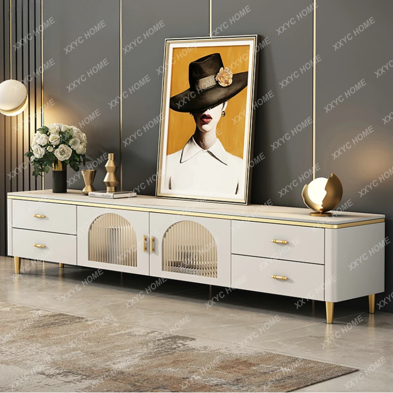 

Stone Plate TV Cabinet and Tea Table Combination Small Apartment Simple Modern Bedroom Living Room Home Italian TV Stand