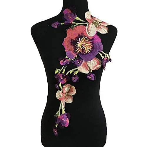 1 Stück Blumenstickerei-Applikation für DIY-Kleidung, Kleid, Nähen, Zubehör, Patches, Hochzeitskleid-Applikationen, 56 x 36 cm – Detail 3