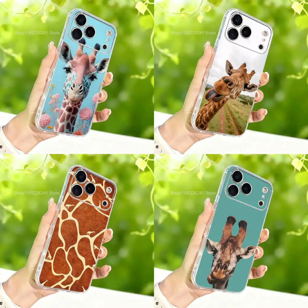 

Cute Giraffe Animal Case For iPhone 17,11,12,13,16,14,15,Pro,Max,Plus,X,XS,XR,SE,Mini Transparent Soft Silicone