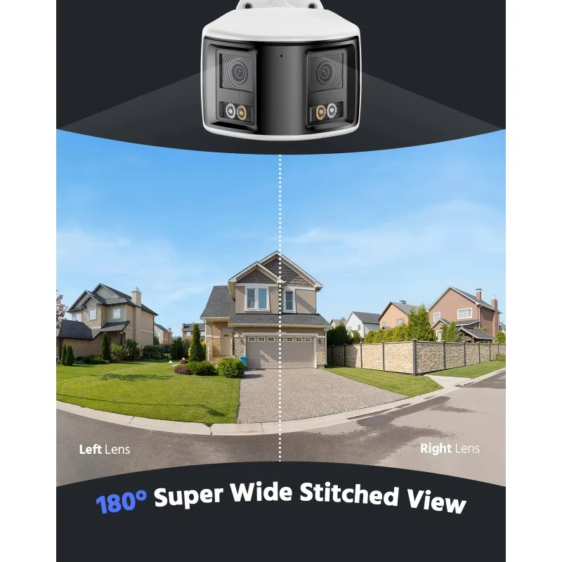 FCD800 4K 8MP Dual Lens 180 Degree Panoramic Bullet AI PoE IP Camera Two Way Audio Smart Hybrid Light IP67 Network Camera