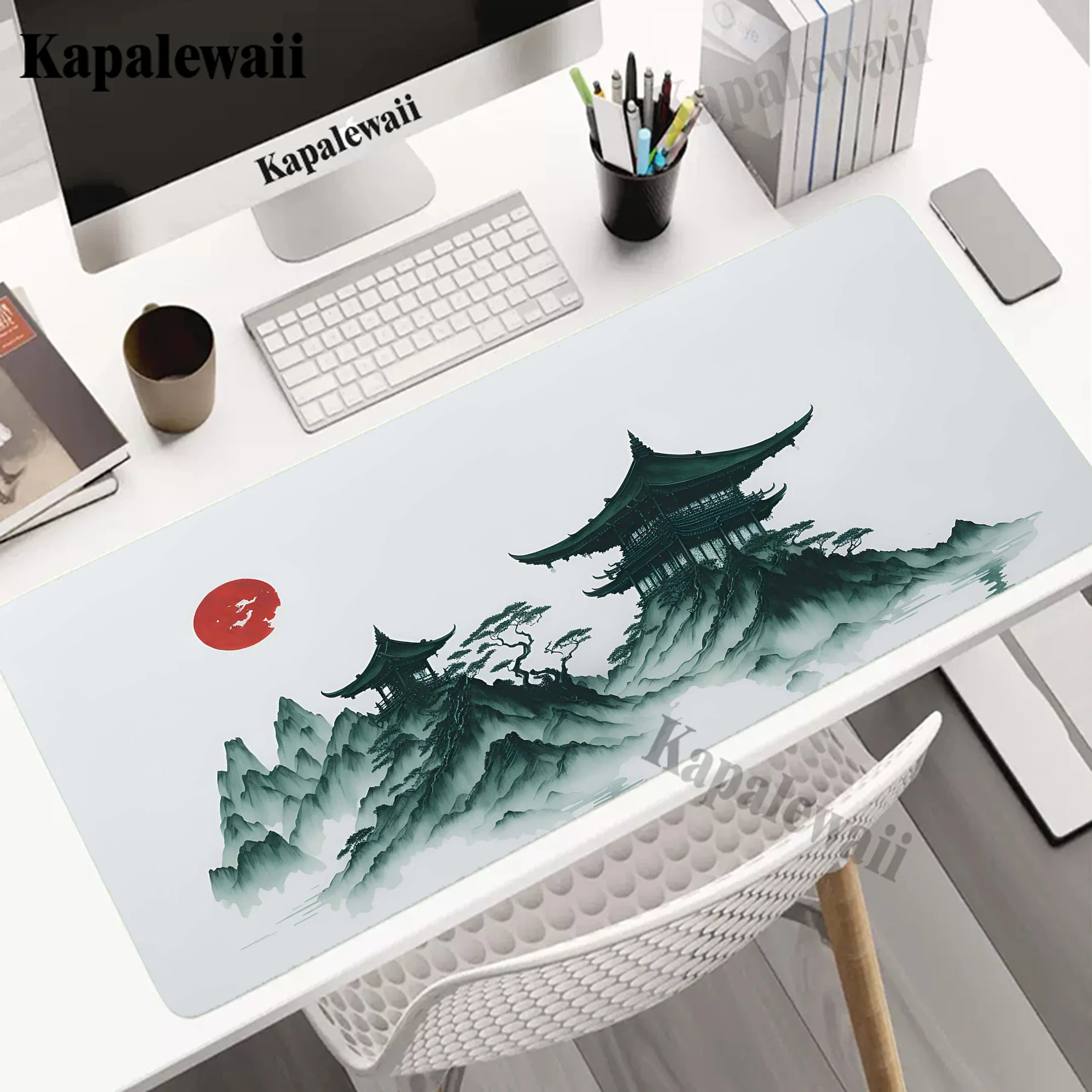 Mountain Serenity Japan Art Large Mousepad Non-slip XXL Office Mouse Pad Gaming Carpet Locking Edge Mouse Mat Game Keyboard Pads