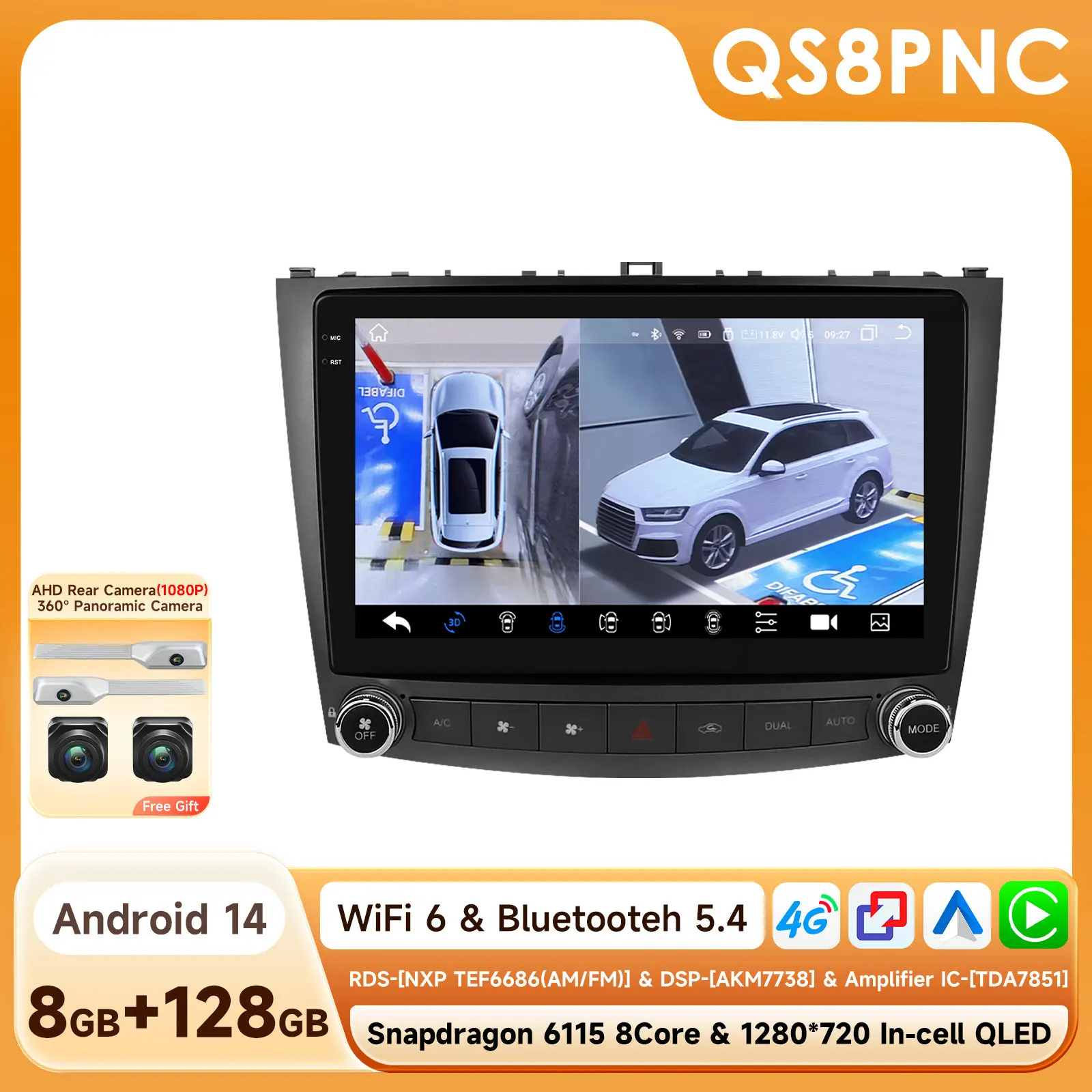 Android autoradio 2din multimediaspeler GPS navigatie stereo 4G DSP Carplay voor Lexus IS250 200 300 350 2006 2007 2008-2012