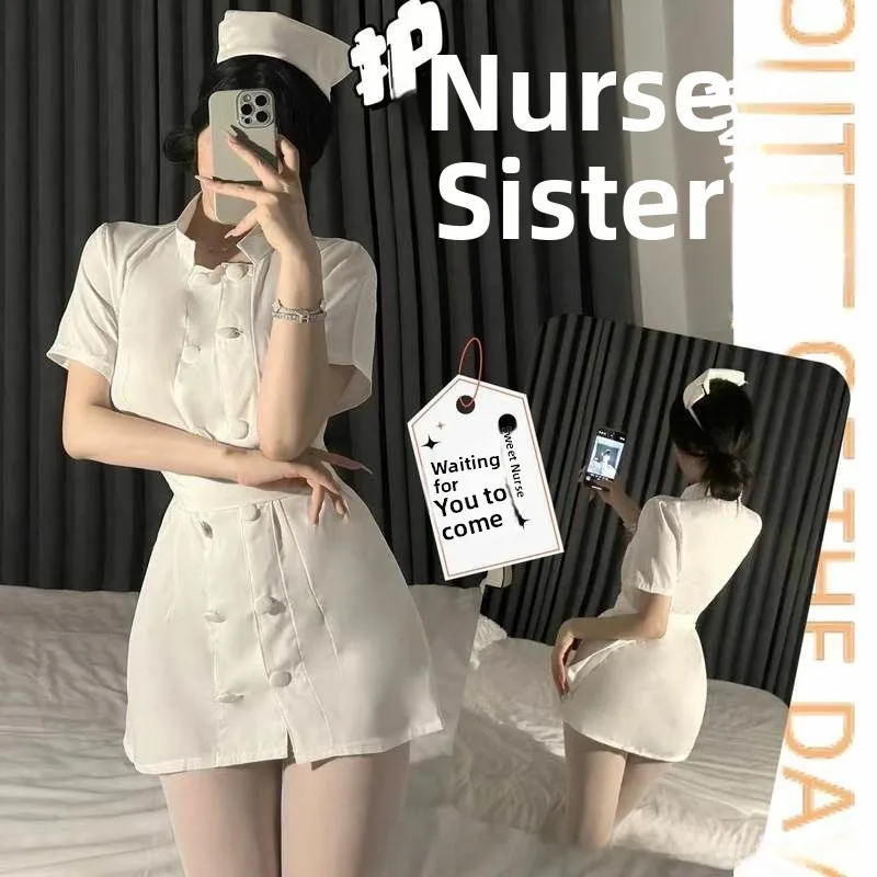 

Sexy Nurse Costume Set Pure Desire loween orm White Dr Cosplay Maid Outfit Thi Summer Polyester Blend Dr