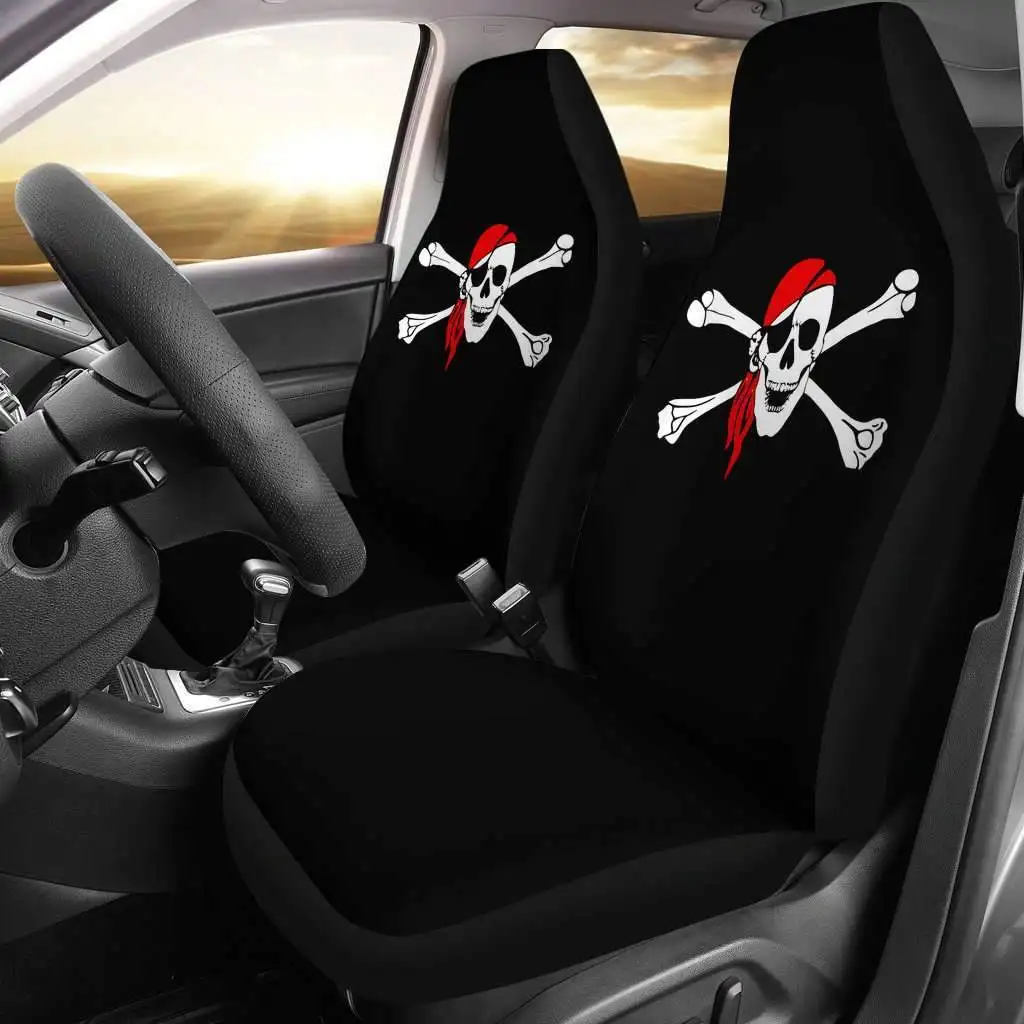 Pirate Skull And Crossbones Car Seat Covers Amazing Gift,Pack of 2 Universal Front Seat Protective Cover