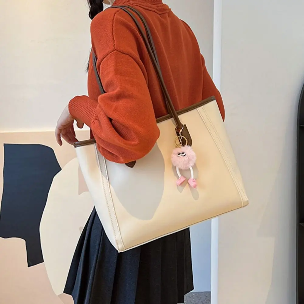 

Portable Korean Style Pu Tote Bag Handbag Pure Color Underarm Bag Large Capacity All-match Shoulder Bag Travel