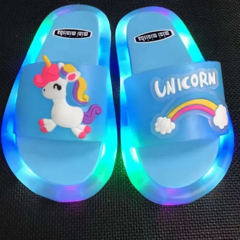 Pantofole luminose per bambini scarpe di cristallo unicorno luci scintillanti ragazzi e ragazze brilleranno nelle pantofole fresche