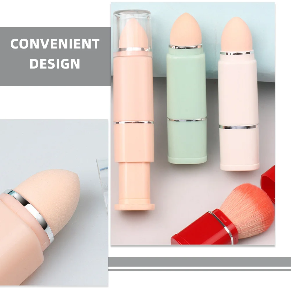 2 in 1 格納式メイクブラシ ポータブル ファンデーション ブラッシュ ルースパウダー ツール 女性用 旅行用 格納式メイクブラシ