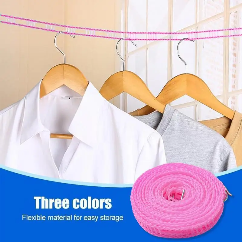 Non Slip Clothesline 16ft Anti Slip Clothes Drying Rope Super Strong PE Portable Camping Laundry Clothesline For Outdoor &