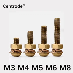 M3M4M5M6 Brass Screw Nut Set Large Full Cross Round Head Head Screw with Flat Bounce Shimorteeth