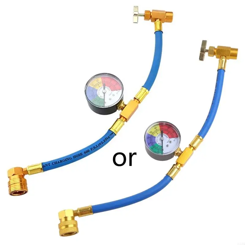 U2JA Car Refrigerant Charge Hose R134A 1/2 Acme Can Opener Tap Dispensing for Valve Recharge Hose with Gauge Charging