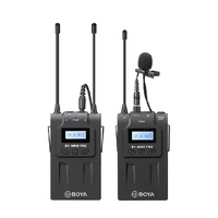 BOYA BY-WM8 Pro-K1 UHF Dual-Channel Lavalier Wireless Microphone with LCD Screen on DSLR Camera for Interview/Video/Recording