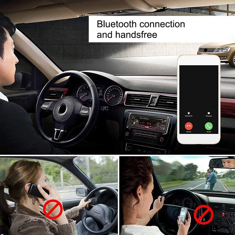 Car Stereo With Bluetooth, Single Din Radio FM Media Player USB/TF/SD/AUX Audio Receiver, Hands Free Calling