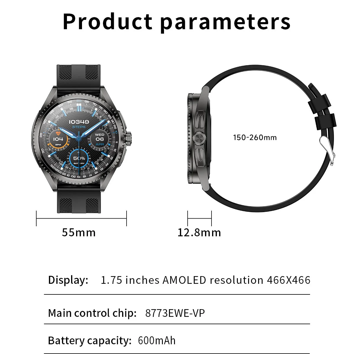 Outdoor Sports Fitness Blue Tooth Call Smart Watch Waterproof Bracelet Men Heart Rate Sleep Monitor Smartwatch Women 1.75 Amoled