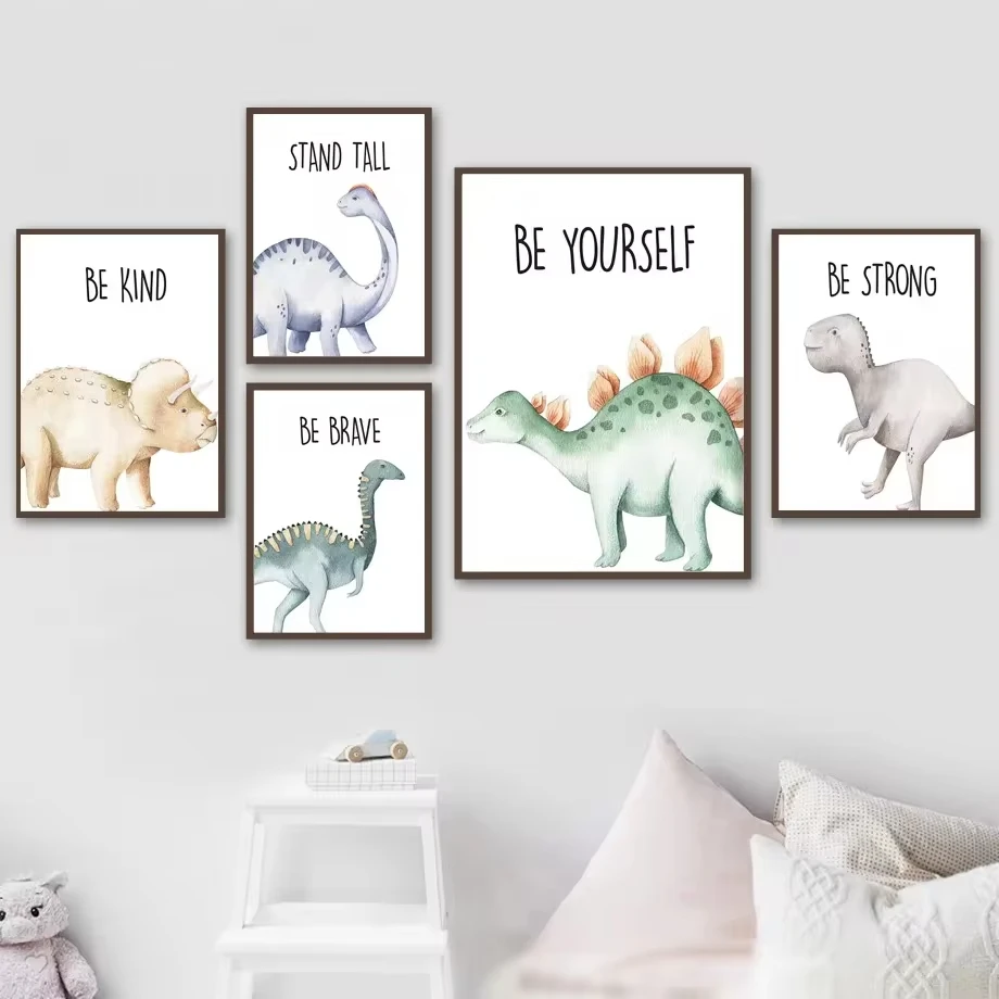 Cartoon Dinosaur Triceratops Pterosaur Wall Art Canvas Painting Nordic Posters And Prints Wall Picture Baby Kids Room Home Decor