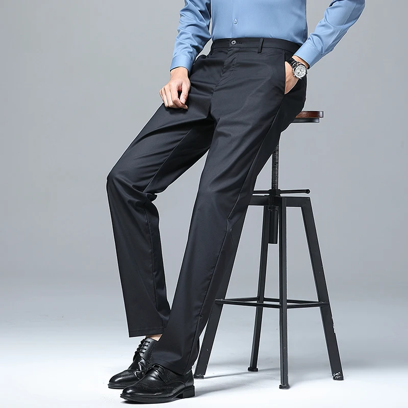 New Spring And Summer Fashion Versatile Comfortable Breathable Smooth And Stylish Pants For Men'S Casual Business Trousers