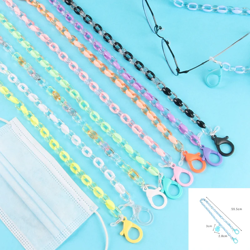 2023 Creative Candy Color Anti-lost Glasses Chain Fashion Children Acrylic Bear Charm Sunglasses Mask Holder Lanyard Neck Strap