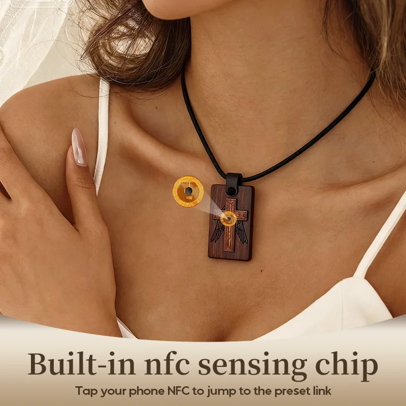 Colar de cruz católica com NFC, colar de versículo da Bíblia diário cristão, presentes de joias religiosas, colar da Bíblia