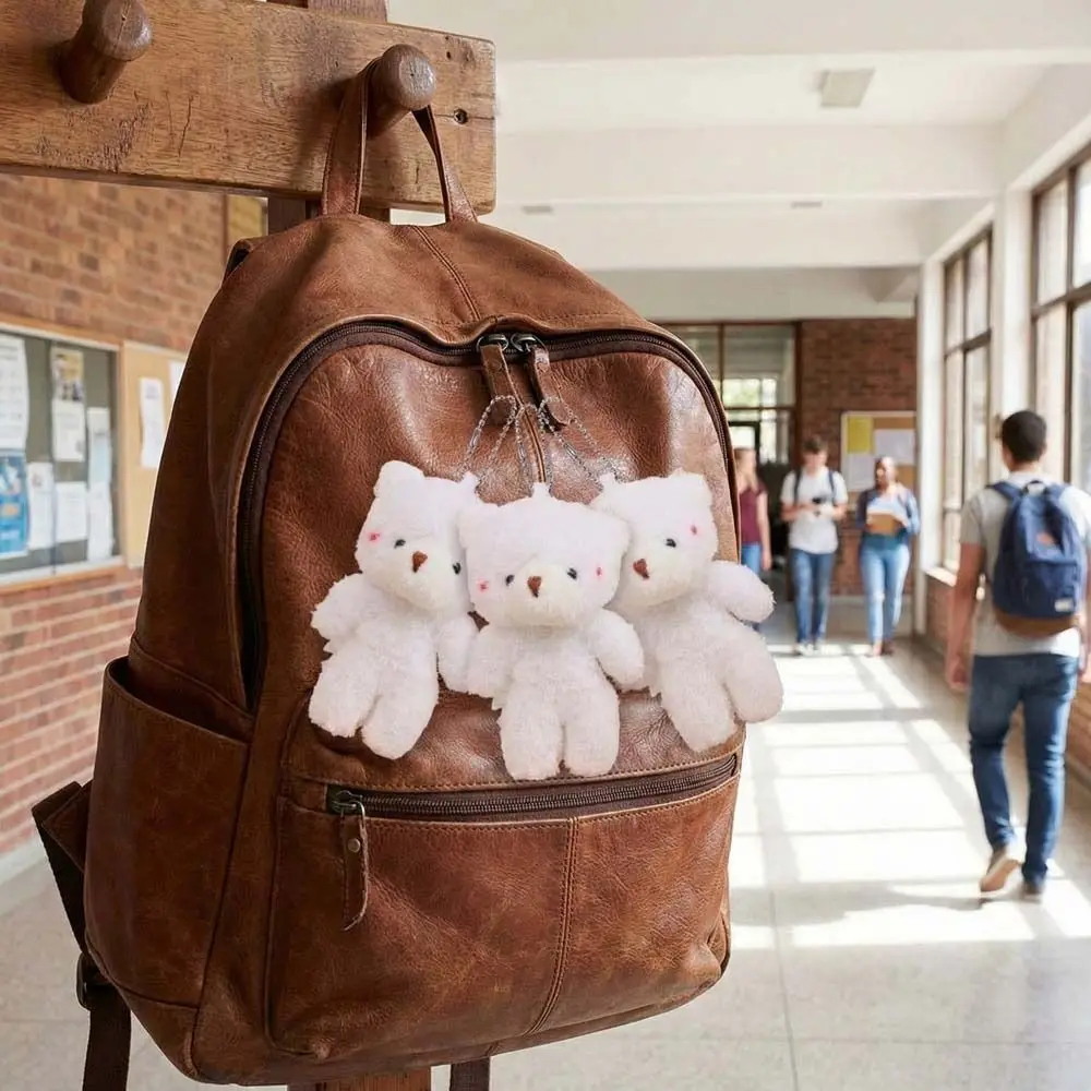 

10Pcs Stuffed Keyring Cartoon Animal Little Bear Stuffed Keyring White Bear Keychain Soft Cute Bear Holiday Gift