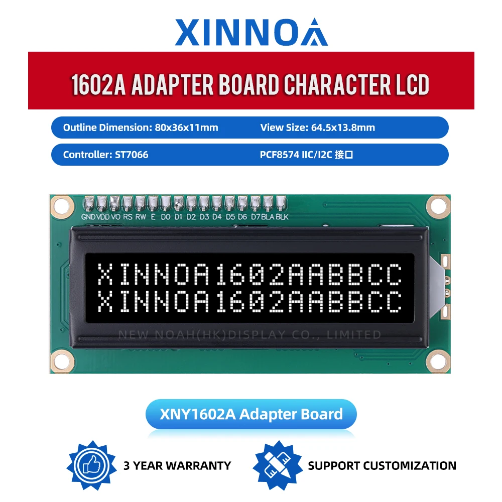 

BTN черная пленка, белая плата адаптера IIC 1602A, интерфейс IIC12C, 5 В, 1602, ЖК-дисплей 80*36*11 мм, модуль дисплея ST7066U, символьный ЖК-модуль