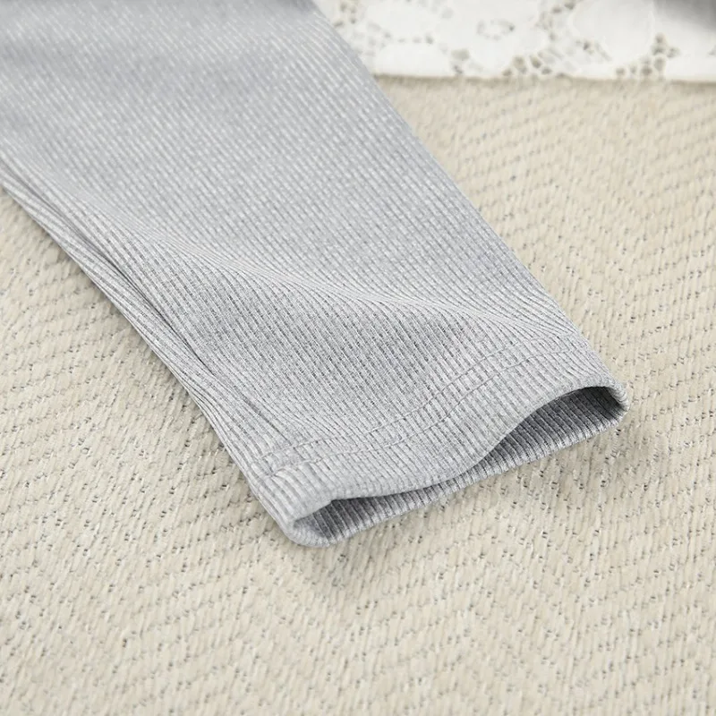 2025 New Women's Knitted Loungewear Comfortable Slim Breathable Long Sleeved Shorts Pajamas Outdoor Wear Europe America L Size