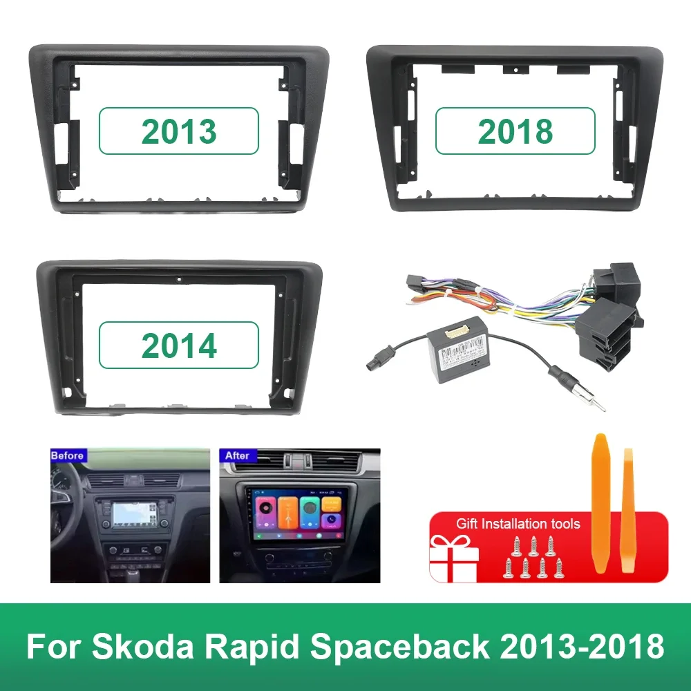 9 Inch 22.86cm Car Frame Fascia for Skoda Rapid Spaceback 2013-2018 Adapter Android Radio Dash Fitting Panel Navigation