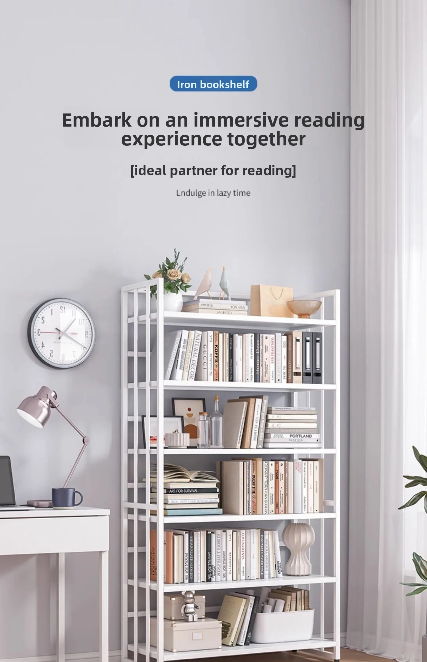 Steel Bookshelf Shelves, Floor-to-ceiling Living Room Household Iron Layered Shelf Bookcase