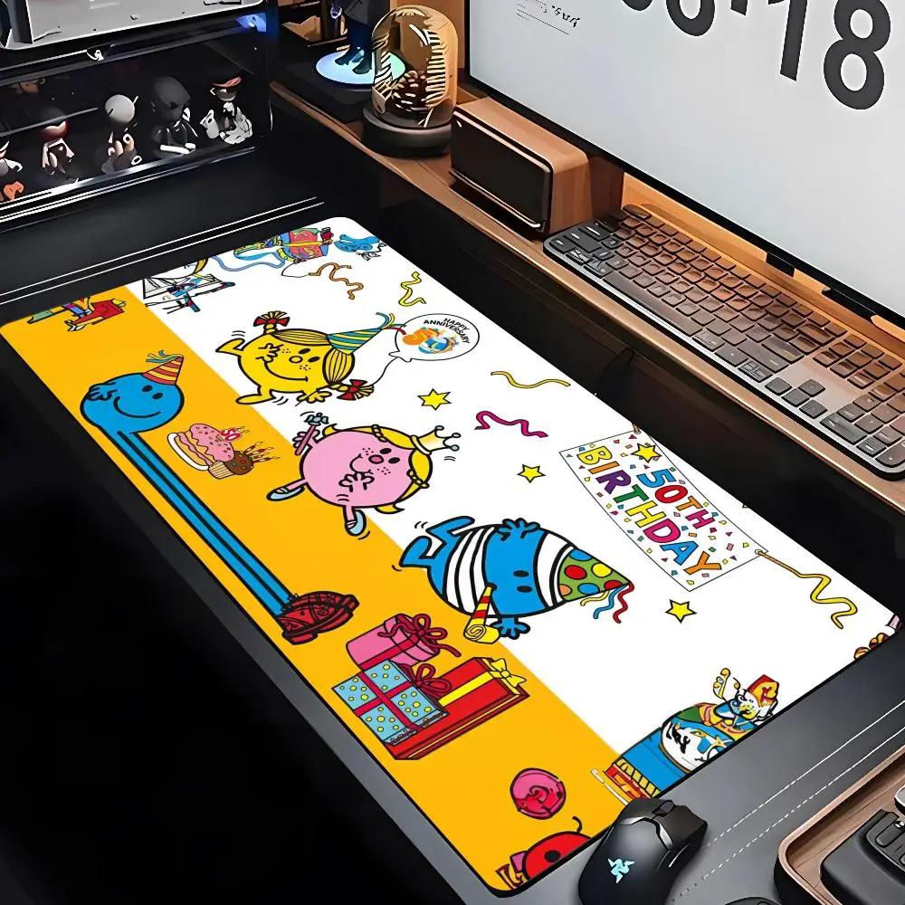 Mr Men L-little Miss Mouse Pad XXL Gamer Gaming PC Computer Otaku Locking Edge DIY Customized Photo Laptop Notebook Desk Mat