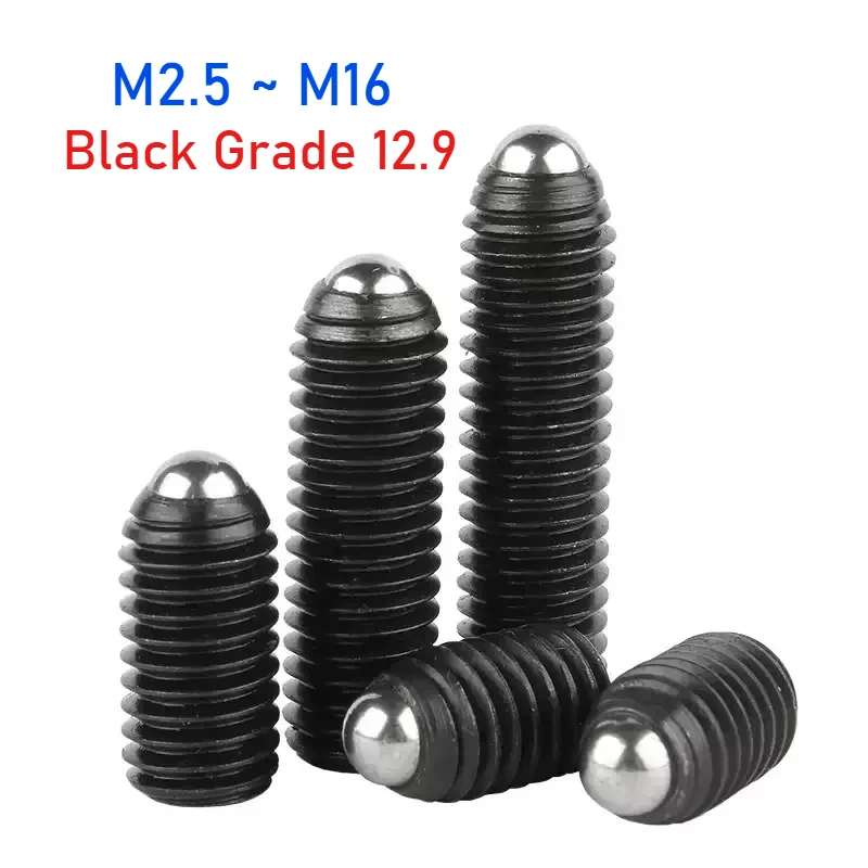 Black Grade 12.9 M2.5 M3 M4 M5 M6 M8 M10 M12 M16 Hex Socket Spring Ball Plunger Grub Point Set Screw Bolt