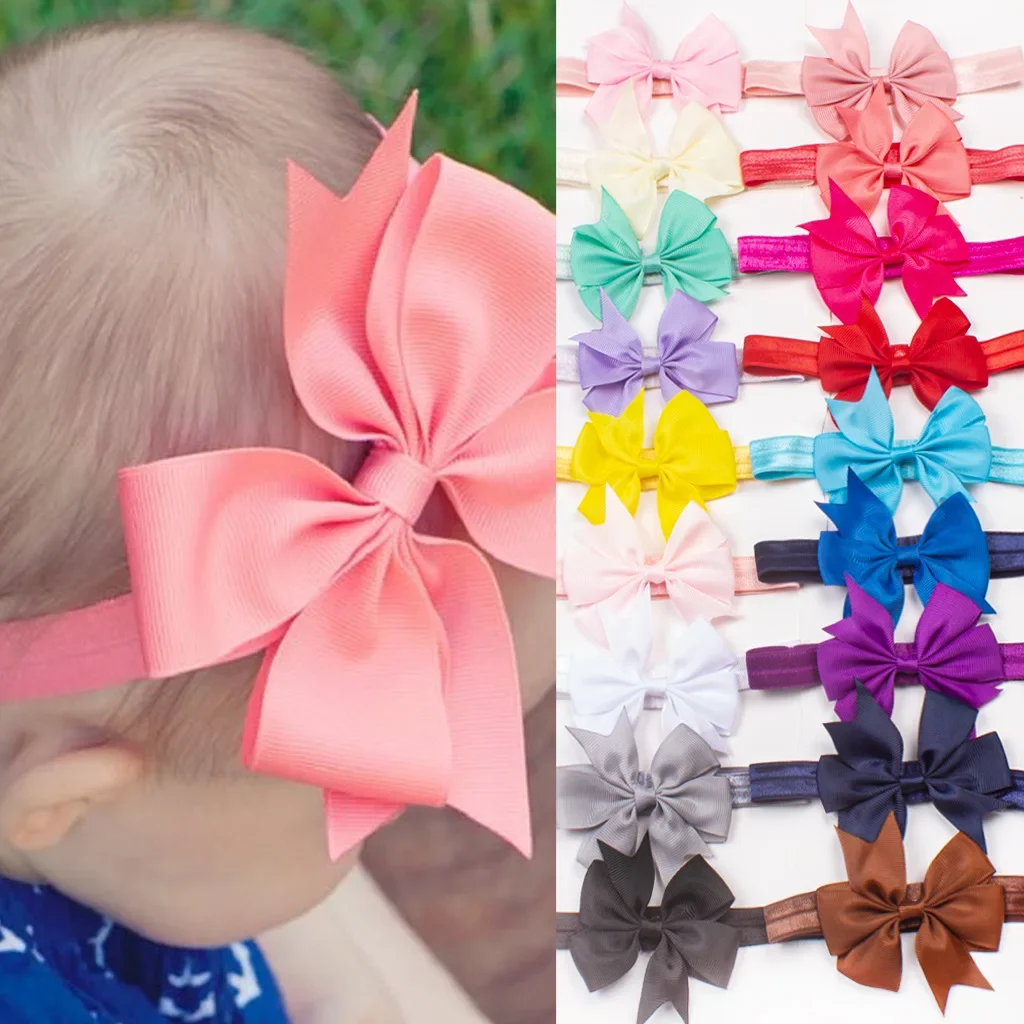 Headbands for Girls Soft Hair Bandage Tie Band Solid Color V-shaped Satin Ribbon Bow Turban Kids Headwear Baby Girl Accessories