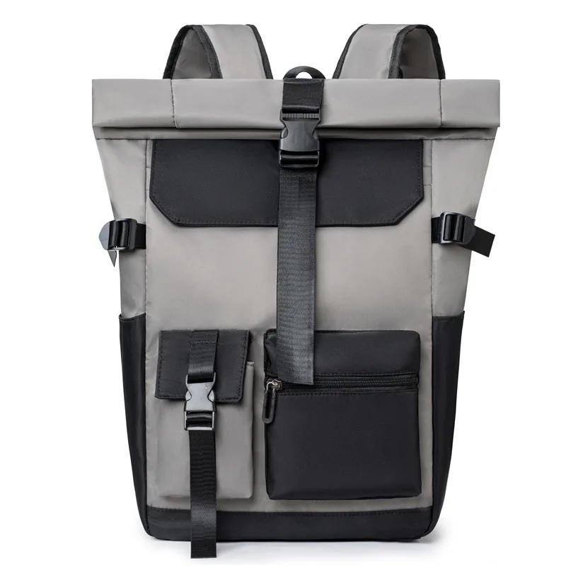 

New Roll-Top Backpack, Simple Travel Bag, Fashionable Niche Casual Bag, Roll-Top Student School Bag, Business Computer Bag