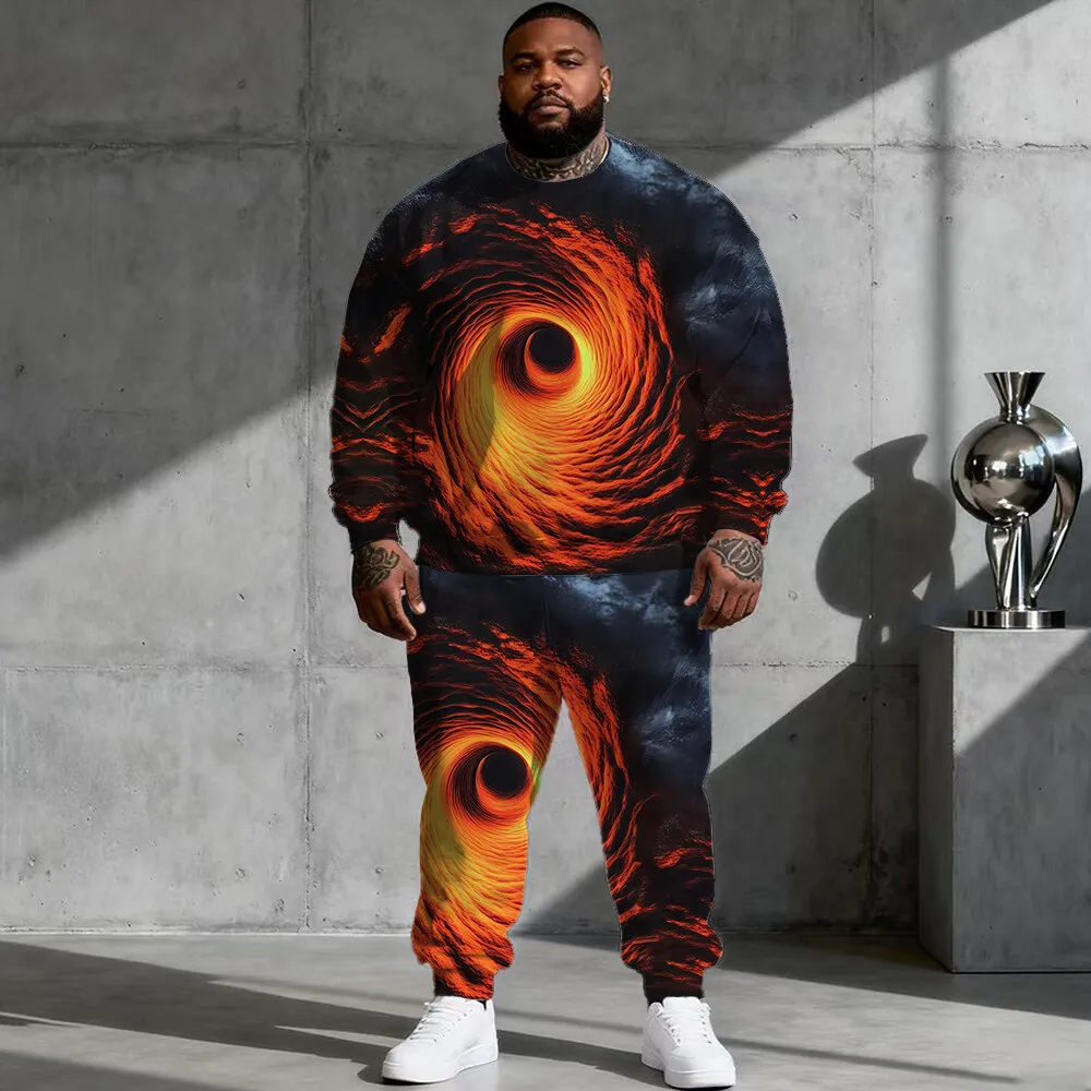 

S-9xl plus size Men's Hoodie Set: Visual Pop - 2-Piece Bold-Chic, Soft Warm Fabric, High-Impact Graphic Printsl G