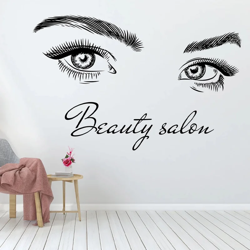 Beauty Girl Eyes Beauty Salon Wall Decal Vinyl Fashion Style Eyelash Salon Shop Sign Sticker Eye Lashes Wallpaper Murals Q028