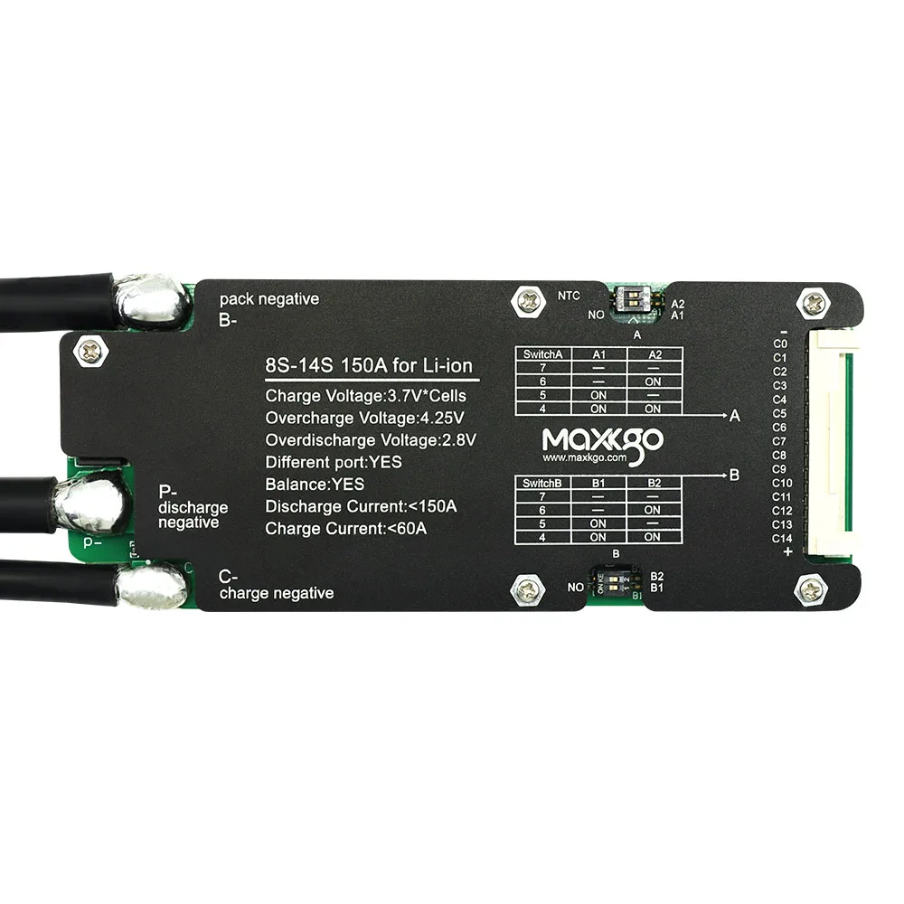 MAXKGO 8- 14S 60A 24V Hardware BMS Board Passive Balance Protection Plate For 8-14S Battery