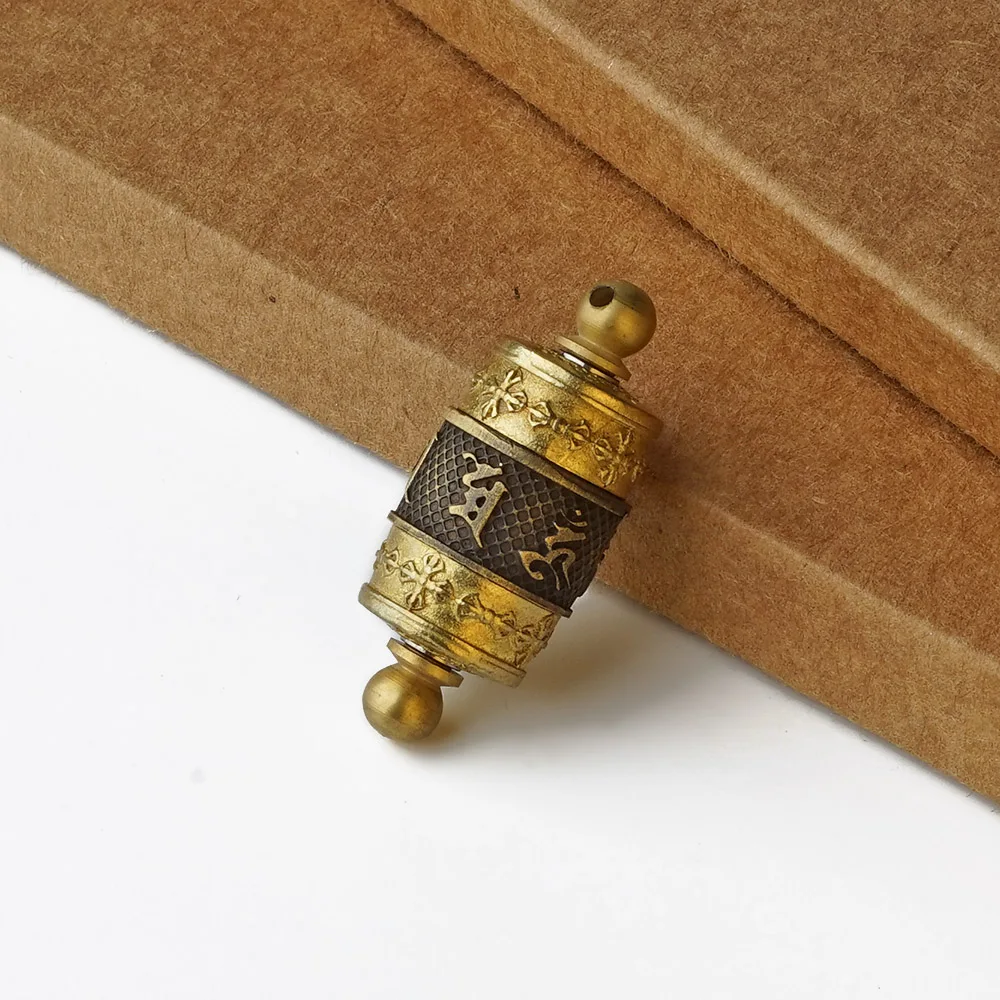 Tibetan Brass Prayer Wheel Pendant Decoration Zen Tibetan Buddhist Accessories Combining Spiritual Faith Artistic Charm