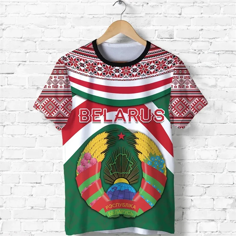 Belarus Men\'s T-shirts Casual Loose Round Neck Belarusian Flag BL Short Sleeve Tops Tees Men\'s Clothing Oversized T Shirt 2025
