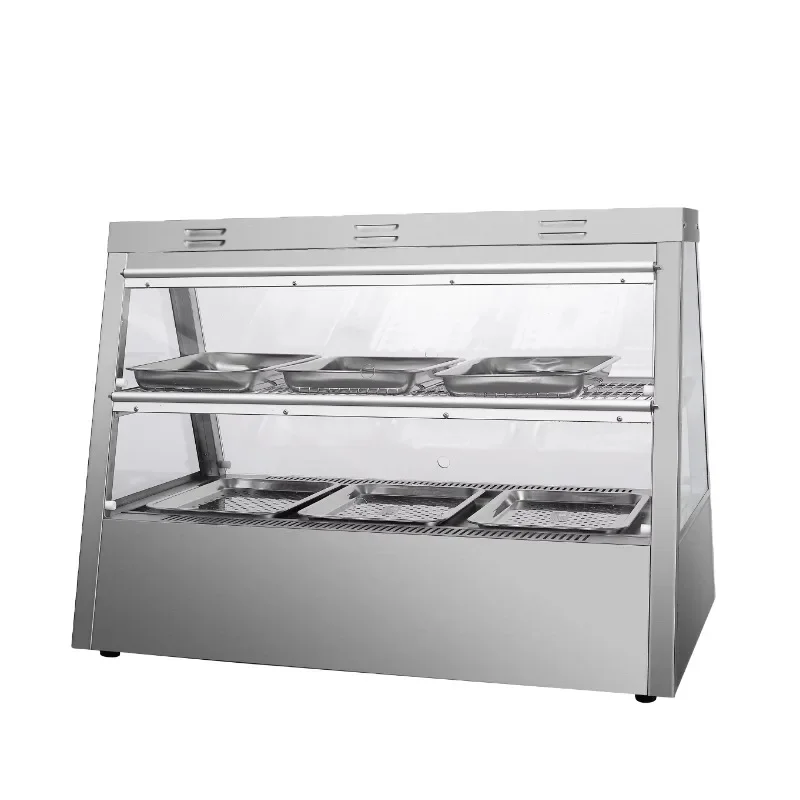 Factory direct sales electric heating cooked food warmer display showcase  commercial  tray glass insulation cabinet