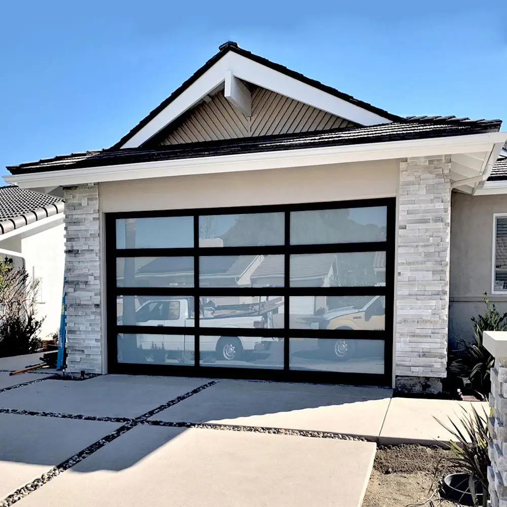 

Customized in Various Sizes Glass Garage Door Wind Proof Design Modern Luxurious Electric Control Intelligent Garage Doors