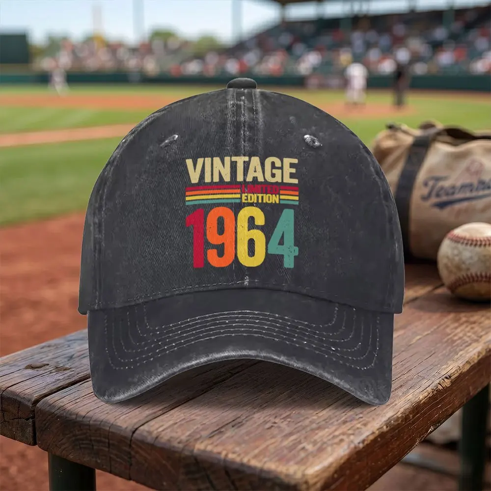 Exquisite Vintage 1964 Limited Edition Washed Baseball Cap, Adjustable Buckle Design, Lightweight And Breathable, All-Season Uni