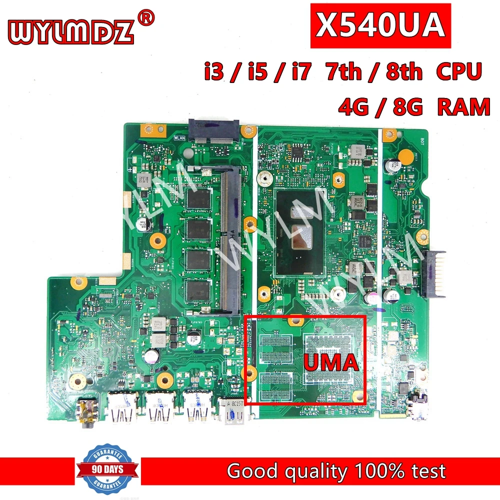 

X540UA i3/i5/i7-7th 8th Gen CPU 4GB 8GB-RAM Mainboard For ASUS X540UBR X540UB X540UA X540U X540 X540UV X500UB Laptop Motherboard