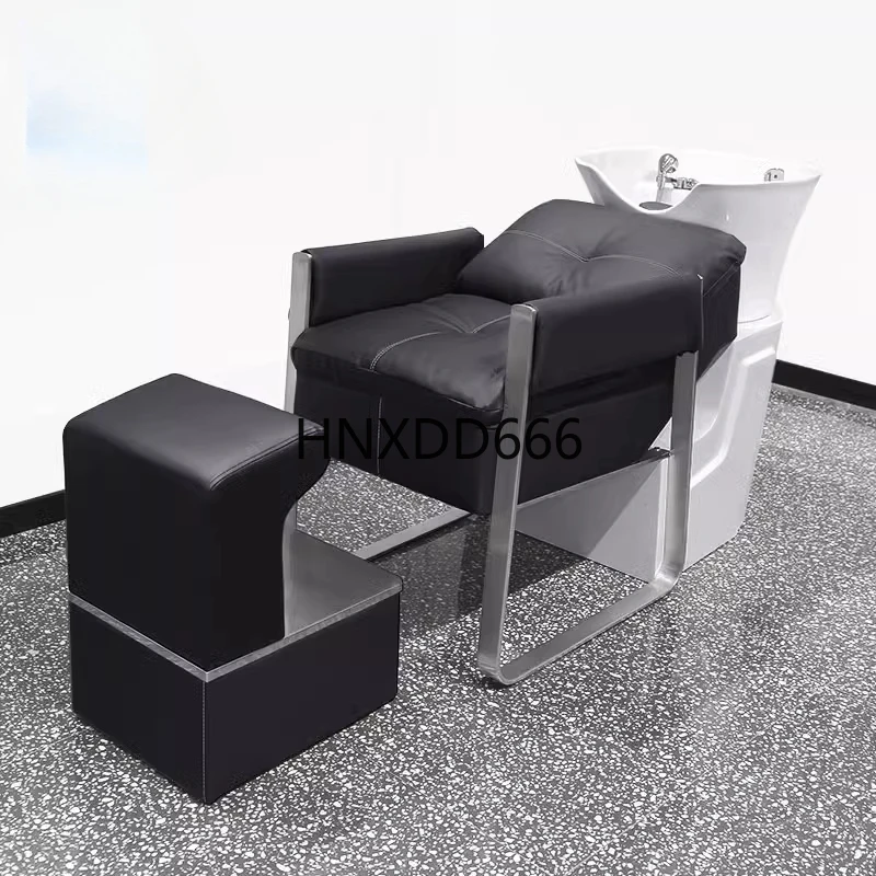 Ceramic deep basin flushing bed semi-lying shampoo bed for light luxury hair salon