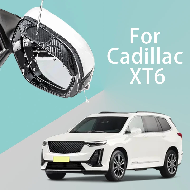 

For Cadillac XT6 car rearview mirror rain brow thickened carbon fiber texture rearview mirror rain brow
