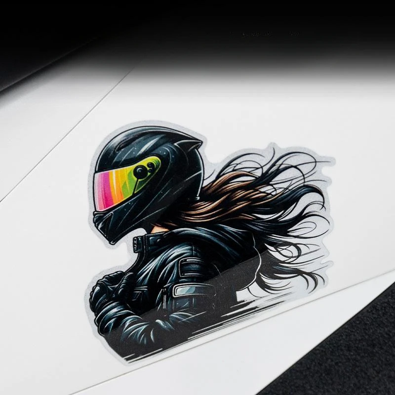 Dark Motorcycle Girl Motorcycle Racing Stickers Waterproof Car Decoration Scratch Covering Personalized Creative Car Stickers