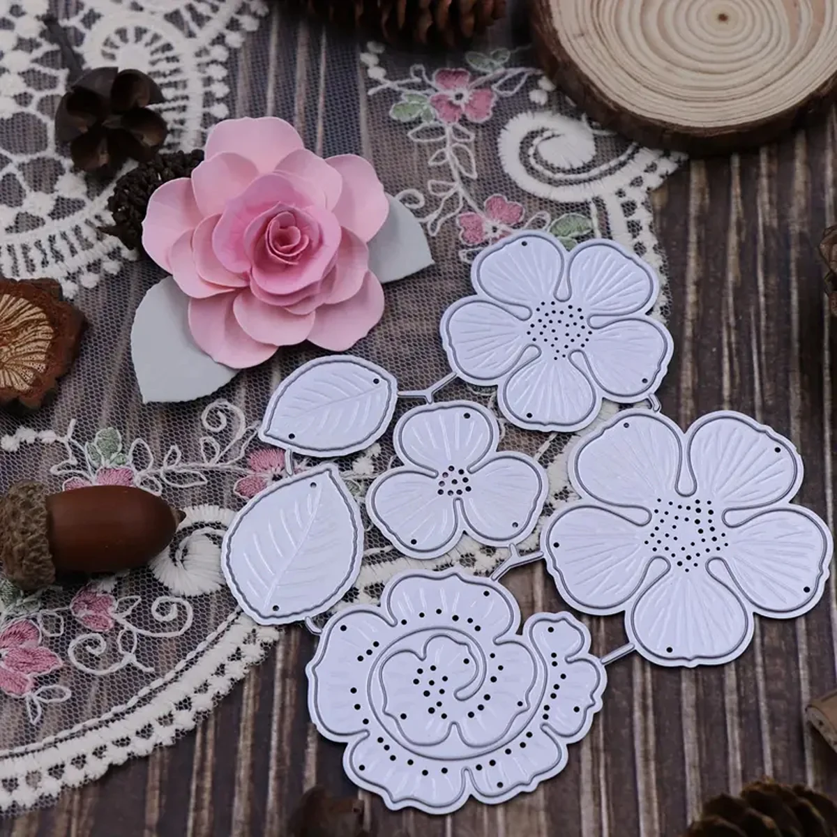 Molde de corte de metal de flores, molde de corte, decoración de álbumes de recortes, grabado en relieve, decoración de álbumes de fotos, fabricación de tarjetas