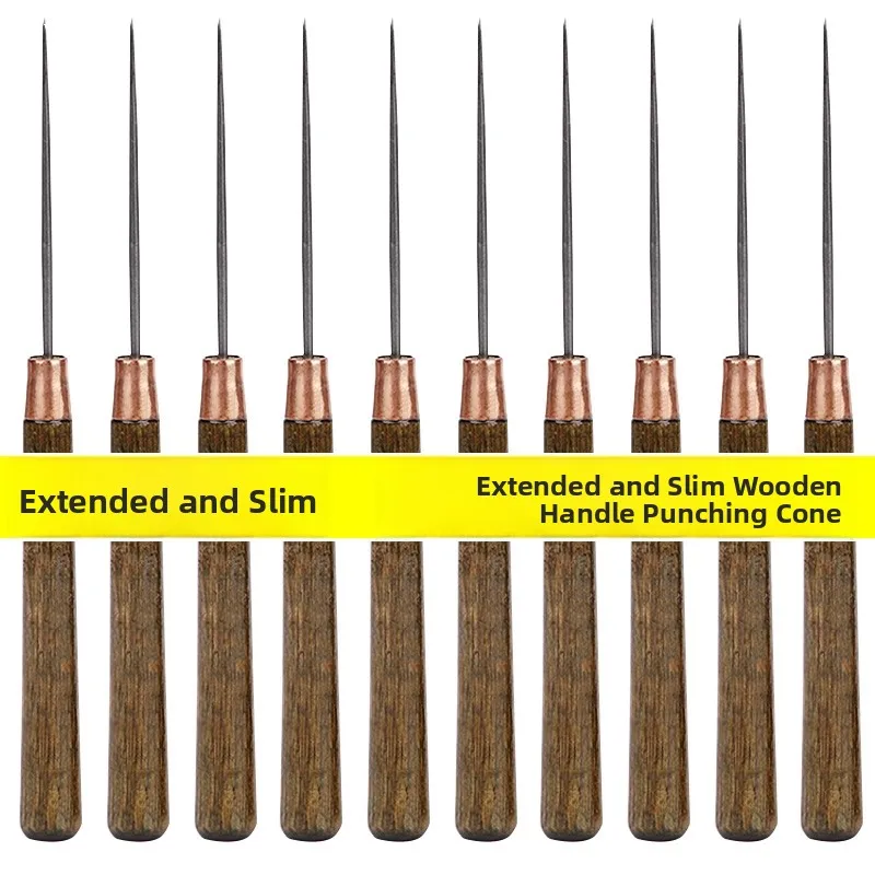 Handmade Old Style Stainless Steel Needle Taper Long Sharp Thousand Leaf Drill Wood Handle Jewelry Making Accessory