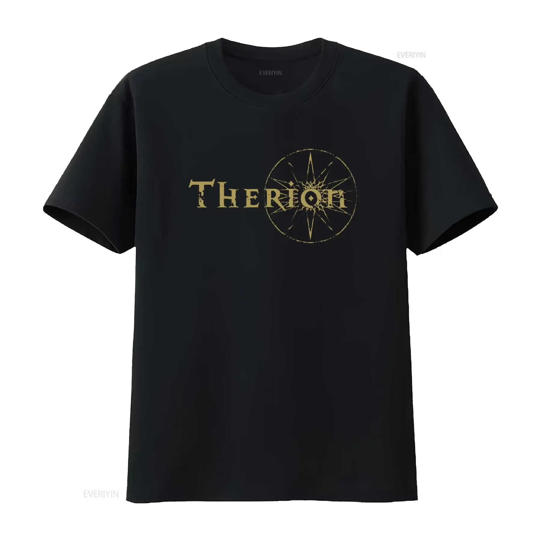 Therion Distressed Band Print T Shirt Casual Perfect for Rock Fans vintage Washed Comfortable homme Top For Everyday Wear