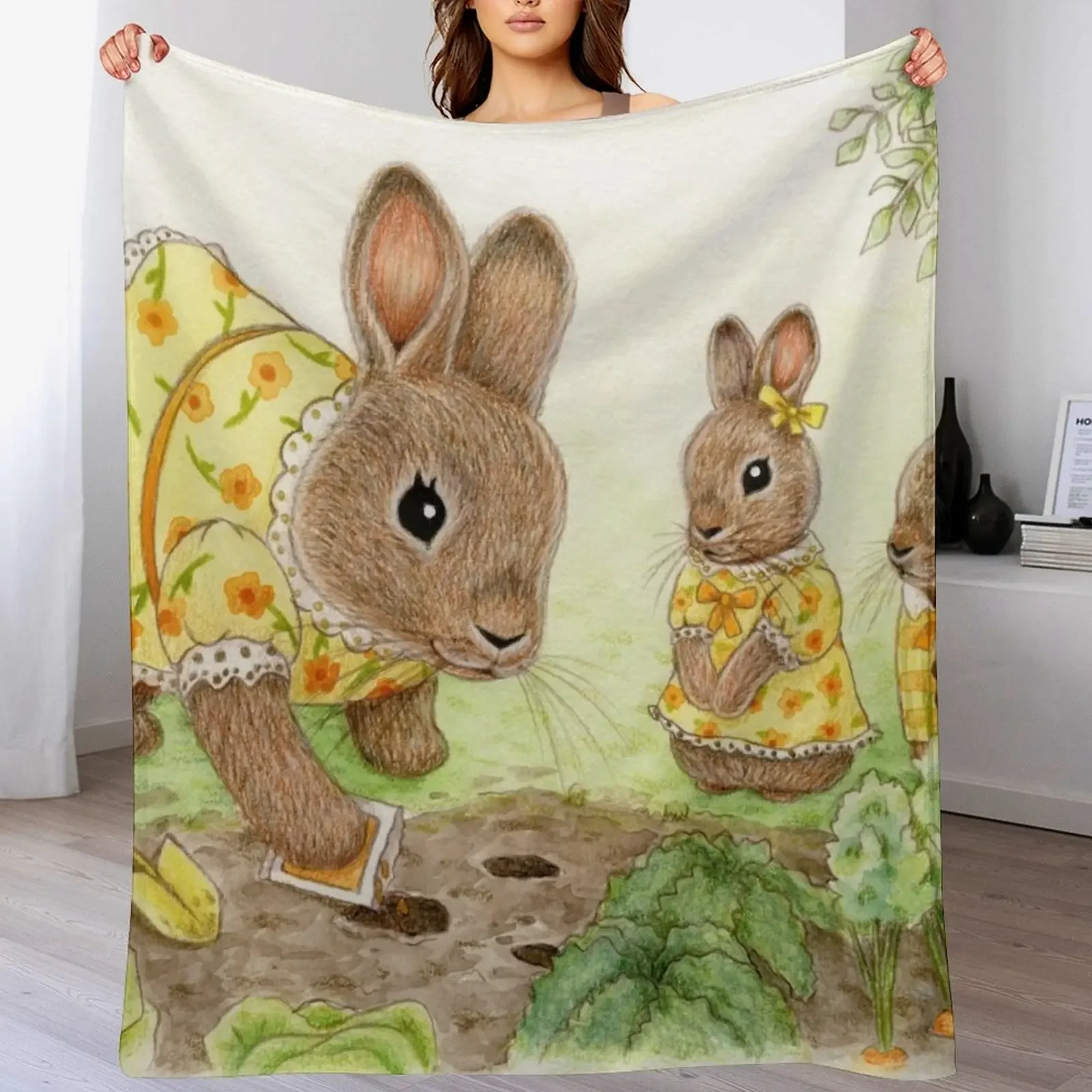 Garden Bun Lesson Throw Blanket Large Hairy Hair Furrys Blankets