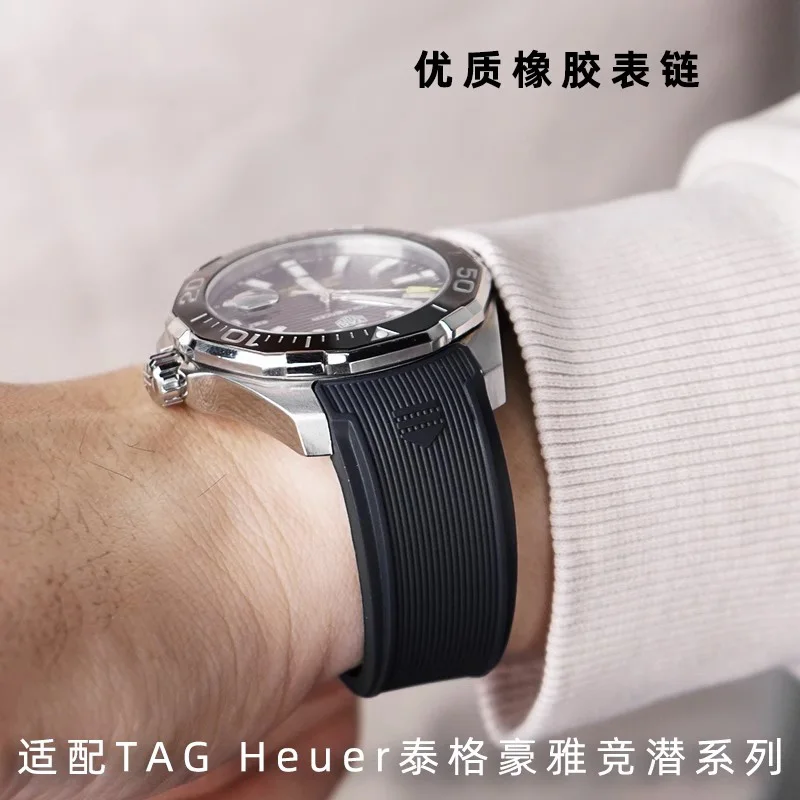 Waterproof Silicone Watch Band Waterproof Bracelet Watchband for TAG HEUER AQUARACER 300 WAY201B Rubber Watch accessorie 22mm