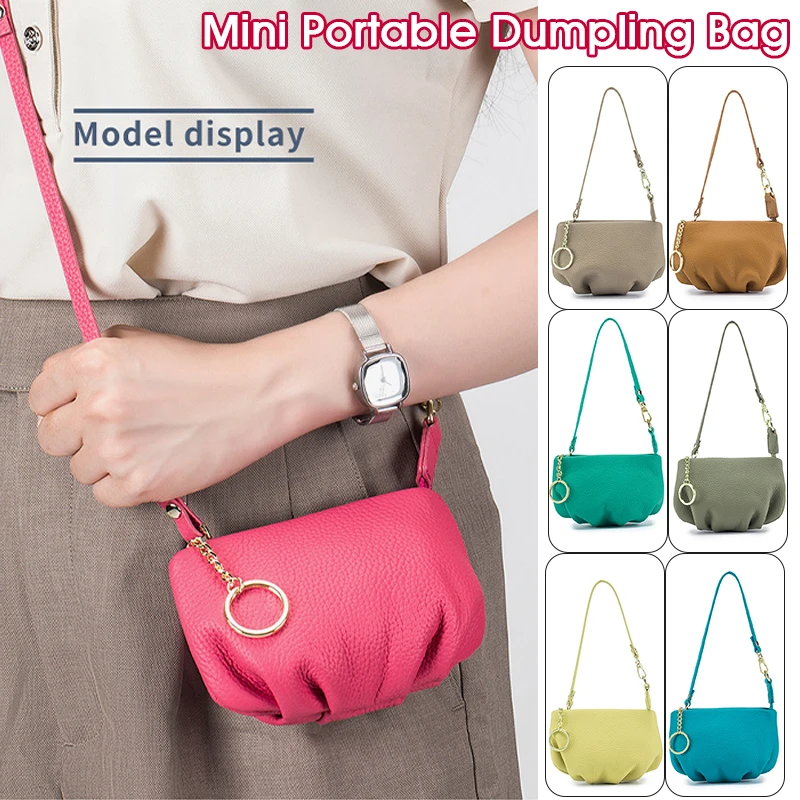 Vintage Shoulder Bag for Women Genuine Leather Fashion Crossbody Bag Lightweight Hobo Bag Crescent Bag Solid Color Dumpling Bag