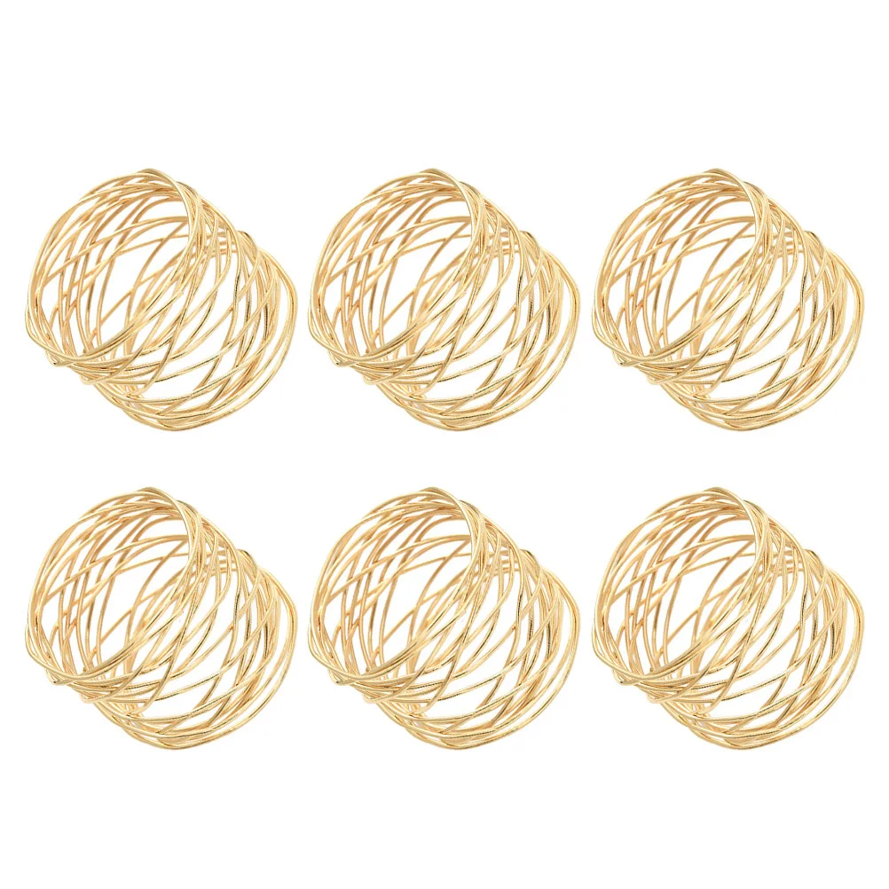 

6pcs Napkin Rings Iron Wire Design Creative Metal Napkin Buckles For Holiday Party Table Decoration Gift Idea Kitchen Bar