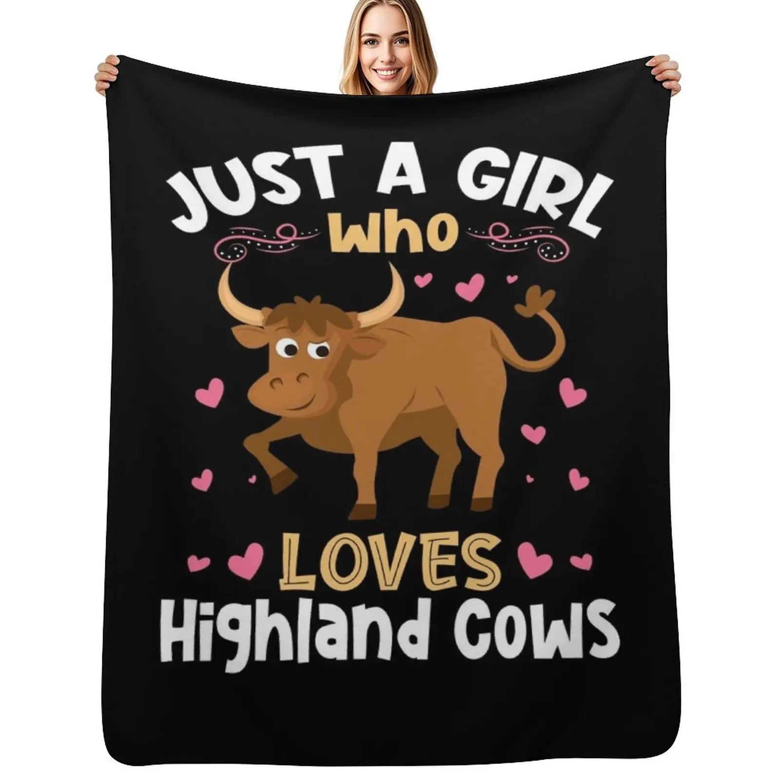 Just a Girl who Loves Highland Cows Throw Blanket Outdoor Soft Blanket for Picnic Beach Camping